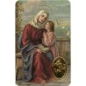 Carte priere plastifiee avec poincon dore imitation medaille H.8.5 x 5.4 cm, plusieurs saints.