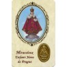 Carte priere plastifiee avec poincon dore imitation medaille H.8.5 x 5.4 cm, plusieurs saints.