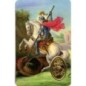 Carte priere plastifiee avec poincon dore imitation medaille H.8.5 x 5.4 cm, plusieurs saints.