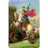 Carte priere plastifiee avec poincon dore imitation medaille H.8.5 x 5.4 cm, plusieurs saints.