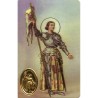 Carte priere plastifiee avec poincon dore imitation medaille H.8.5 x 5.4 cm, plusieurs saints.