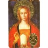 Carte priere plastifiee avec poincon dore imitation medaille H.8.5 x 5.4 cm, plusieurs saints.