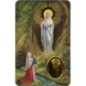 Carte priere plastifiee avec poincon dore imitation medaille H.8.5 x 5.4 cm, plusieurs saints.