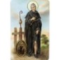 Carte priere plastifiee avec poincon dore imitation medaille H.8.5 x 5.4 cm, plusieurs saints.