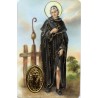Carte priere plastifiee avec poincon dore imitation medaille H.8.5 x 5.4 cm, plusieurs saints.