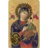Carte priere plastifiee avec poincon dore imitation medaille H.8.5 x 5.4 cm, plusieurs saints.