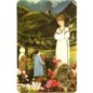 Carte priere plastifiee avec poincon dore imitation medaille H.8.5 x 5.4 cm, plusieurs saints.