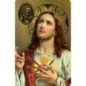 Carte priere plastifiee avec poincon dore imitation medaille H.8.5 x 5.4 cm, plusieurs saints.
