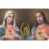 Carte priere plastifiee avec poincon dore imitation medaille H.8.5 x 5.4 cm, plusieurs saints.
