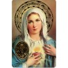 Carte priere plastifiee avec poincon dore imitation medaille H.8.5 x 5.4 cm, plusieurs saints.