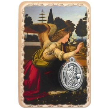 Carte médaille en métal avec prière, plastifiée – 8,5 x 5,4 cm. plusieurs saints.