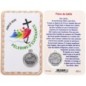 Carte médaille en métal avec prière, plastifiée – 8,5 x 5,4 cm. plusieurs saints.