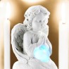 Ange assis en prière avec un cœur lumière tournante- Hauteur 9 cm