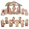 Creche enfantine avec cabane de couleur beige avec 18 personnages, H. 5.8 cm (compose des references 23002 et 23004)
