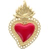 Pendentif de l'EX-VOTO en laiton doré supérieur, H, 4 cm, avec cœur émaillé. Existe de différentes couleurs.