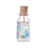Bouteille en verre décor Nativité, étoile à strass suspendue et Jésus en métal antique. 2,6 x 6 cm.