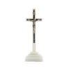 Crucifix fluorescent avec Christ métal couleur argentée - H. 7,5 cm.