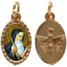 Médaille métal de couleur dorée ovale avec rebord effet dentelle H.1.5 cm avec résine. Disponible avec différents Saints.