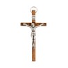 Crucifix bois fonce avec Christ métal couleur argentée - H. 8 cm.