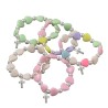 Bracelets sur elastique pour enfant, perle acrylique forme cœur 10mm. LOT DE 10 ASSORTIS SELON ARRIVAGE