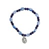 Bracelet dizainier sur elastique pour enfant avec grains en plastique Ø 4.5 mm et medaille metal de la Vierge Miraculeuse.