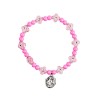 Bracelet dizainier sur elastique pour enfant avec grains en plastique Ø 4.5 mm et medaille metal de la Vierge Miraculeuse.