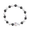 Bracelet dizainier sur elastique grains en hematite, grains sables et strass, Ø 8 mm a personnaliser avec une resine.