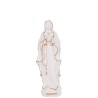 Statue resine et poudre de marbre blanc avec des touches doree de ND Lourdes. Livree en boite. Differentes tailles.