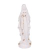 Statue resine et poudre de marbre blanc avec des touches doree de ND Lourdes. Livree en boite. Differentes tailles.
