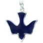 Pendentif colombe ajoure emaille bleu en argent rhodie 925 °/°°  (1.20 g) H 2 cm. Livre en boite.