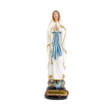 Statue en resine peinte a la main de Notre Dame de Lourdes. Plusieurs tailles.