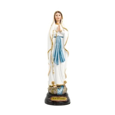 Statue en resine peinte a la main de Notre Dame de Lourdes. Plusieurs tailles.