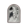 Support en bois a poser H. 7 x 4 cm sujet plaque laminee argentee de la communion, 2 modeles.
