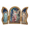 Triptyque religieux avec dorure à chaud – Format 9 x 13 cm, plusieurs saints.