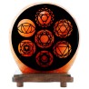 Lampe sel de l´Himalaya forme ronde Ø 15 cm, decor 3D, livree en boite avec cordon et ampoule. Plusieurs modeles